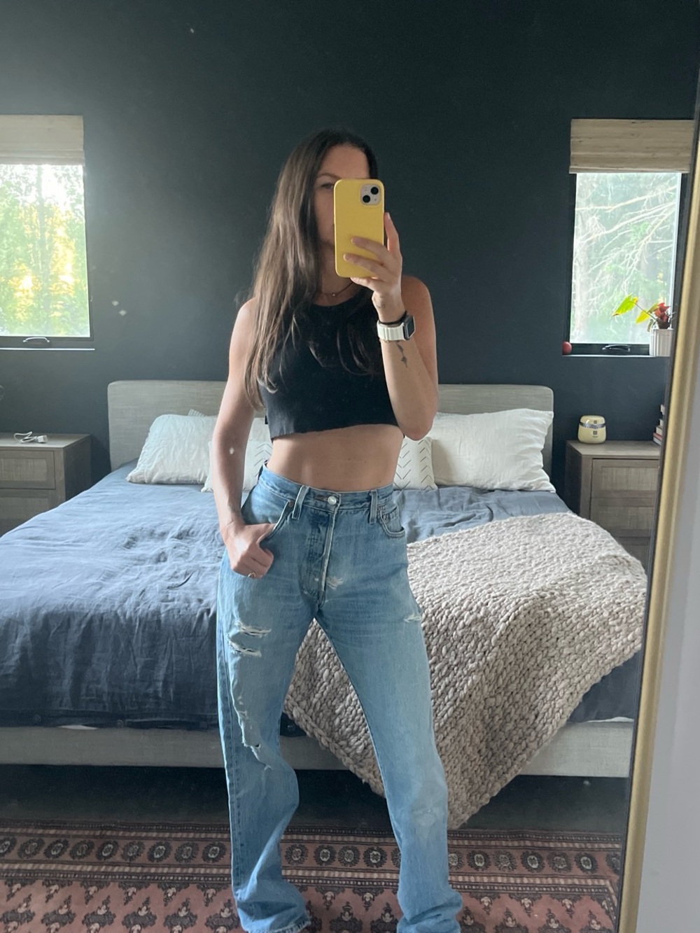 Re worked 501 Levi's Light Blue Distressed High-Rise Jeans